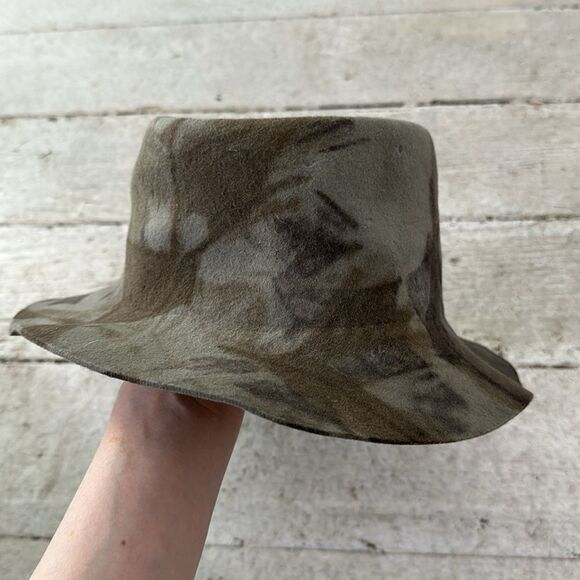 Vintage H Bar C Rare Wool Felt Camo Packable Fedora - Picture 1 of 9